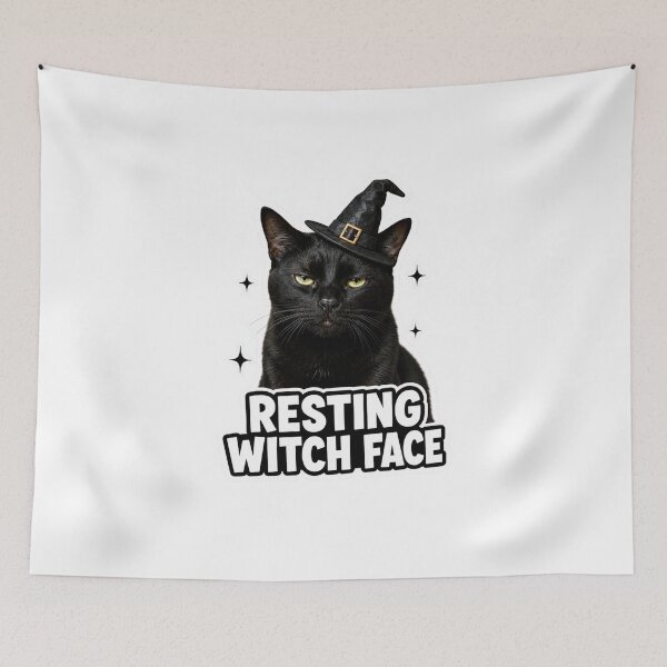 Item preview, Resting Witch Face Funny Black Cat Halloween Meme designed and sold by MoodyMeows.