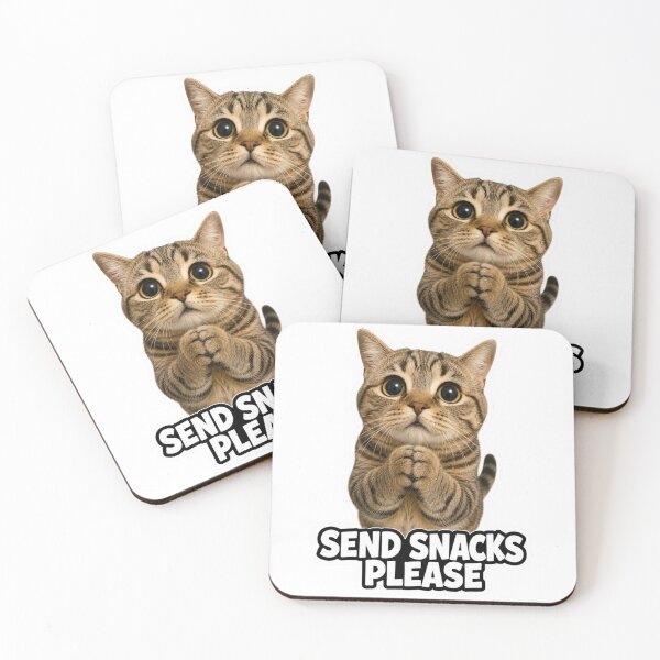 Item preview, Send Snacks Please Funny Cute Begging Cat Meme designed and sold by MoodyMeows.