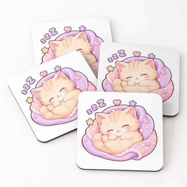 Artikelvorschau, Cute Sleepy Kitten Kawaii Cat Sticker Adorable entworfen und verkauft von MoodyMeows.