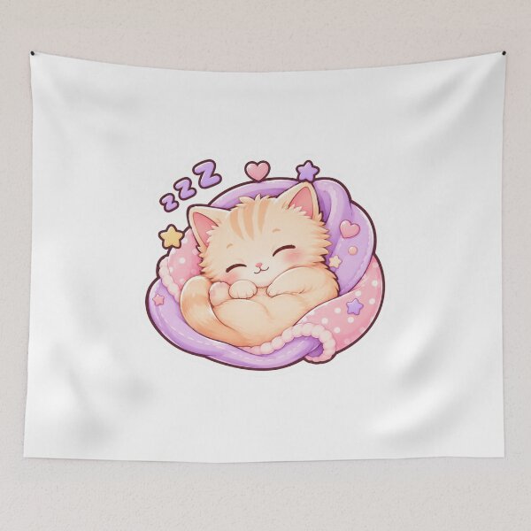 Item preview, Cute Sleepy Kitten Kawaii Cat Sticker Adorable designed and sold by MoodyMeows.