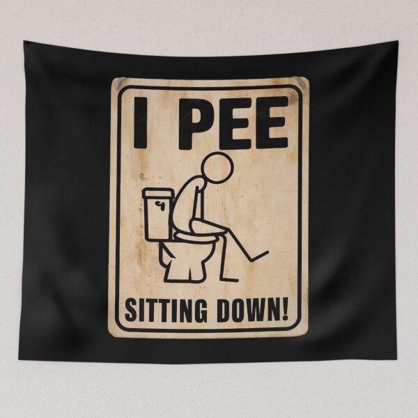 Item preview, I Pee Sitting Down Funny Bathroom Humor Sign designed and sold by Flirt-Teez.