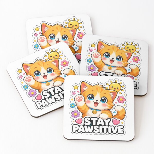 Item preview, Stay Pawsitive Cute Kawaii Cat Positive Vibes designed and sold by MoodyMeows.