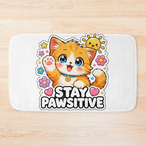 Item preview, Stay Pawsitive Cute Kawaii Cat Positive Vibes designed and sold by MoodyMeows.