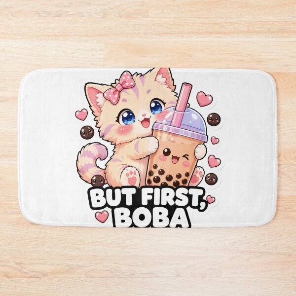 Item preview, But First Boba Cute Kawaii Cat Bubble Tea designed and sold by MoodyMeows.