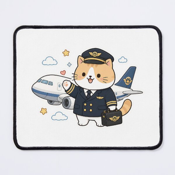 Item preview, Cute Pilot Cat Aviator Kawaii Ginger Kitty Captain Airplane Illustration designed and sold by NoopnyangStudio.