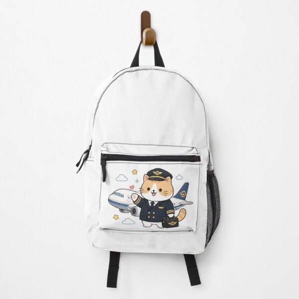 Item preview, Cute Pilot Cat Aviator Kawaii Ginger Kitty Captain Airplane Illustration designed and sold by NoopnyangStudio.