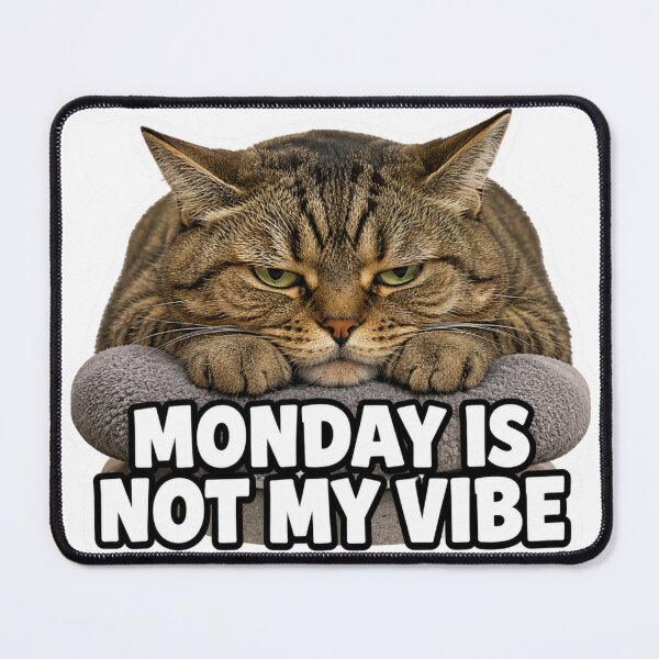Item preview, Monday Is Not My Vibe Funny Grumpy Cat Meme designed and sold by MoodyMeows.