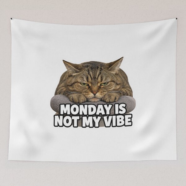Item preview, Monday Is Not My Vibe Funny Grumpy Cat Meme designed and sold by MoodyMeows.