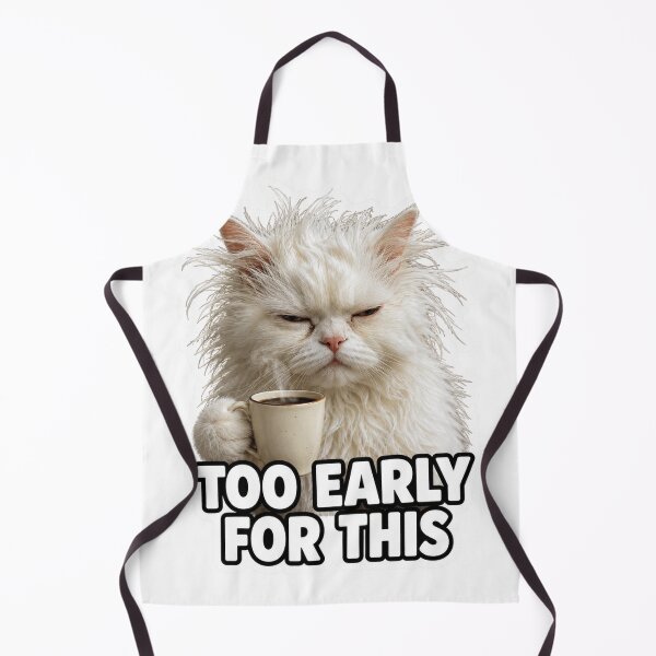 Item preview, Too Early For This Funny Grumpy Morning Cat Meme designed and sold by MoodyMeows.