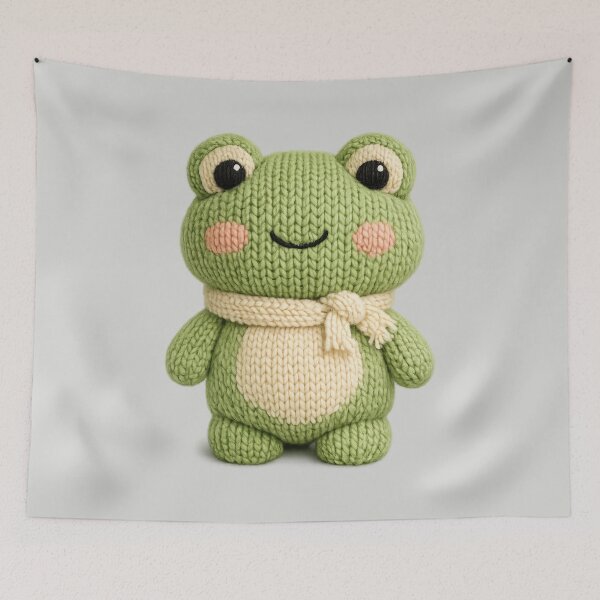 Item preview, Cute Knitted Frog Plush | Kawaii Cottagecore Woodland Animal Art designed and sold by PopCulturePixel.