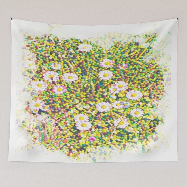 Item preview, Abstract Pointillism Wild Daisy Meadow Mosaic Vignette designed and sold by BalkanBloom.