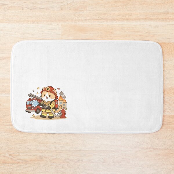 Item preview, Cute Firefighter Cat Kawaii Ginger Kitty Fireman Hero Illustration designed and sold by NoopnyangStudio.
