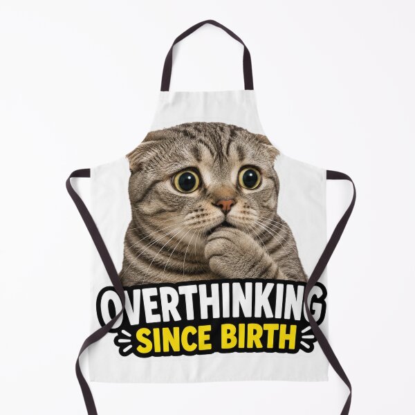 Item preview, Overthinking Since Birth Funny Anxious Cat Meme designed and sold by MoodyMeows.