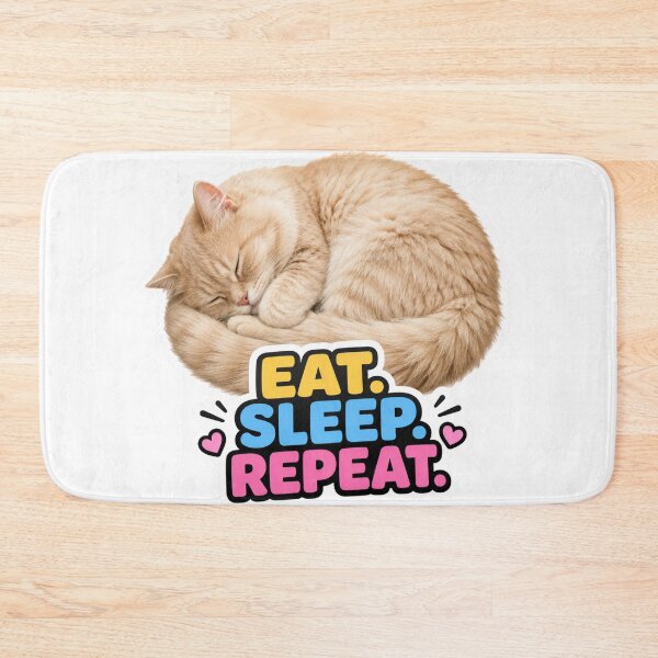 Artikelvorschau, Eat Sleep Repeat Funny Cute Lazy Cat Meme entworfen und verkauft von MoodyMeows.