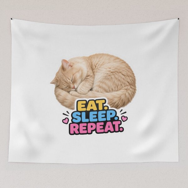 Item preview, Eat Sleep Repeat Funny Cute Lazy Cat Meme designed and sold by MoodyMeows.