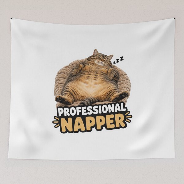 Item preview, Professional Napper Funny Lazy Cat Meme Sleepy designed and sold by MoodyMeows.