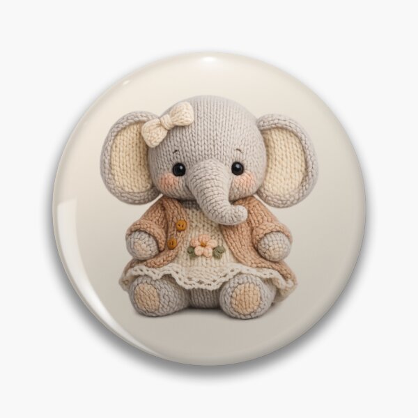 Item preview, Cute Knitted Elephant Plush | Kawaii Cottagecore Woodland Animal Art designed and sold by PopCulturePixel.