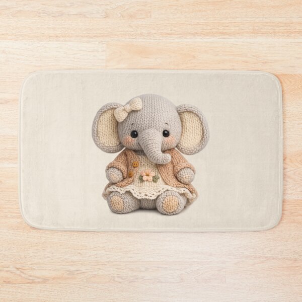 Item preview, Cute Knitted Elephant Plush | Kawaii Cottagecore Woodland Animal Art designed and sold by PopCulturePixel.