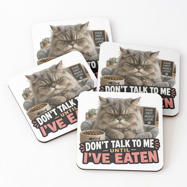 Item preview, Dont Talk To Me Until I've Eaten Funny Cat Meme designed and sold by MoodyMeows.