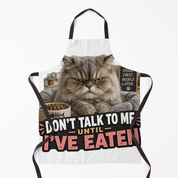 Item preview, Dont Talk To Me Until I've Eaten Funny Cat Meme designed and sold by MoodyMeows.