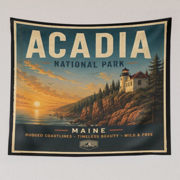Item preview, Acadia National Park Vintage Travel Poster | Scenic Wall Art Print designed and sold by GnuArt.
