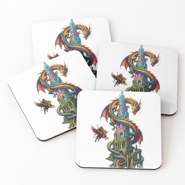 Item preview, Epic Fantasy Dragon Crystal Tower Art designed and sold by rich-moda.