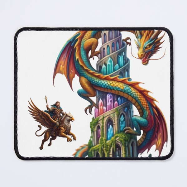 Item preview, Epic Fantasy Dragon Crystal Tower Art designed and sold by rich-moda.
