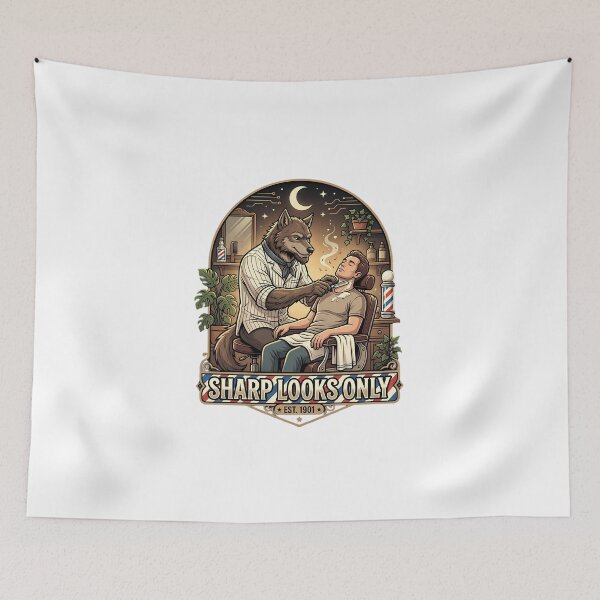 Item preview, Sharp Looks Only - Werewolf Barber Shop & Vintage Retro Grooming Art designed and sold by SupernovaNote.