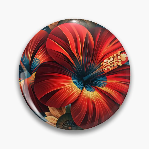 Artikelvorschau, Illustration einer Blumenlandschaft mit rotem Hibiskus und Sonnenblumen entworfen und verkauft von Boddicca.