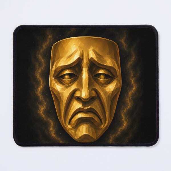 Item preview, Golden Tragedy Theater Mask Geometric Art designed and sold by bellaever.