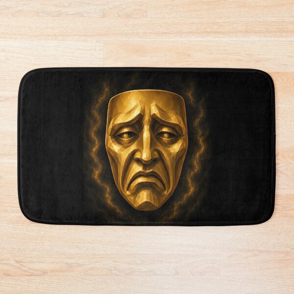 Artikelvorschau, Goldene Tragödien-Theatermaske, geometrische Kunst entworfen und verkauft von bellaever.
