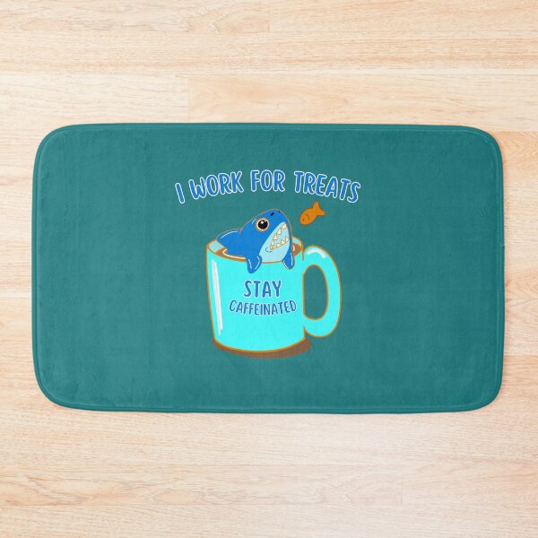 Item preview, I Work for Treats – Funny Coffee Shark Cartoon | Sharkle Stay Caffeinated designed and sold by BritishDelights.
