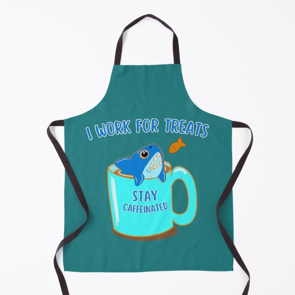 Item preview, I Work for Treats – Funny Coffee Shark Cartoon | Sharkle Stay Caffeinated designed and sold by BritishDelights.