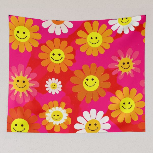 Item preview, Retro 1960's Hippie Pink And Yellow Flowers Pattern designed and sold by DEC02.