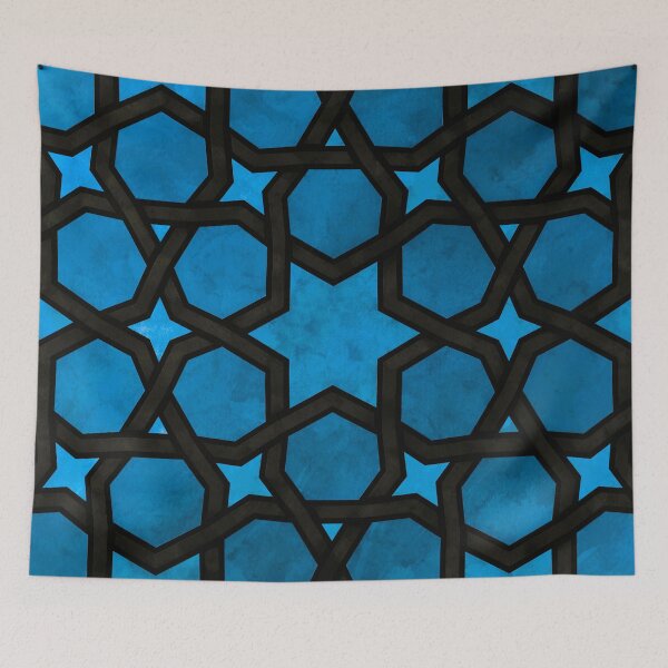Item preview, Blue And Aqua Vintage Moroccan Star Pattern designed and sold by DEC02.
