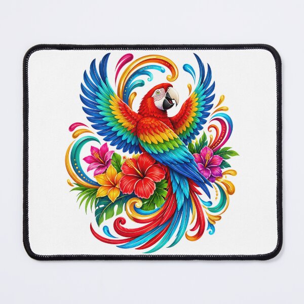 Item preview, Tropical Macaw Floral Plume designed and sold by syotos-ai.