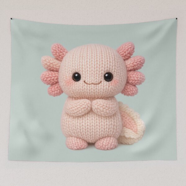 Item preview, Cute Axolotl Knitted Piglet Plush | Kawaii Handmade Crochet Cottagecore designed and sold by Moons Studio.