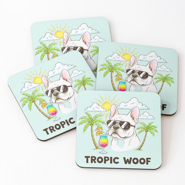 Item preview,  Tropic Woof – Cool French Bulldog With Sunglasses Tropical Beach Cartoon Art designed and sold by NewGen-For-You.