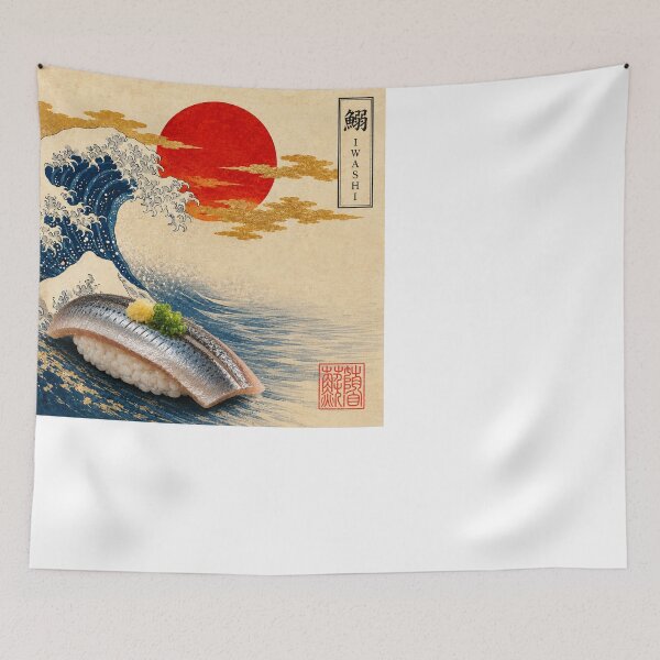 Item preview, Iwashi Sardine Nigiri — Ukiyo-e Japanese Sushi Art Tee designed and sold by nurusubetei.