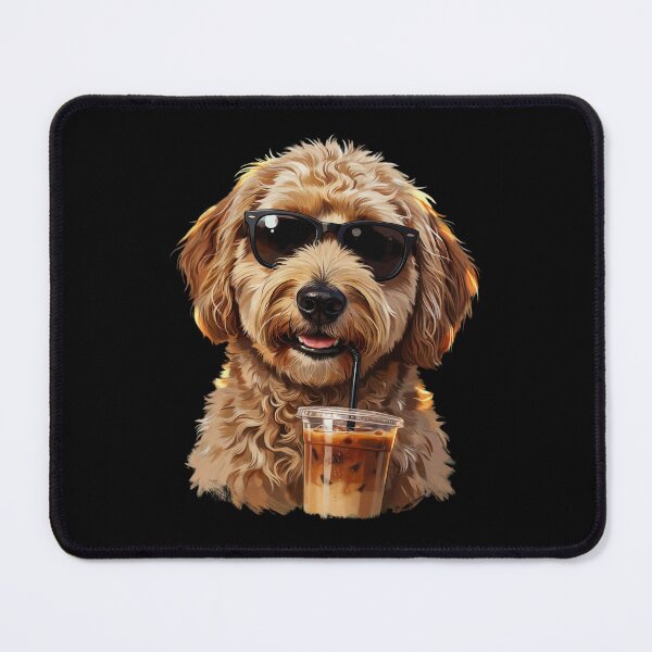 Item preview, Funny Goldendoodle Drinking Iced Coffee Dog With Sunglasses designed and sold by Dabbing Turtle Designs.