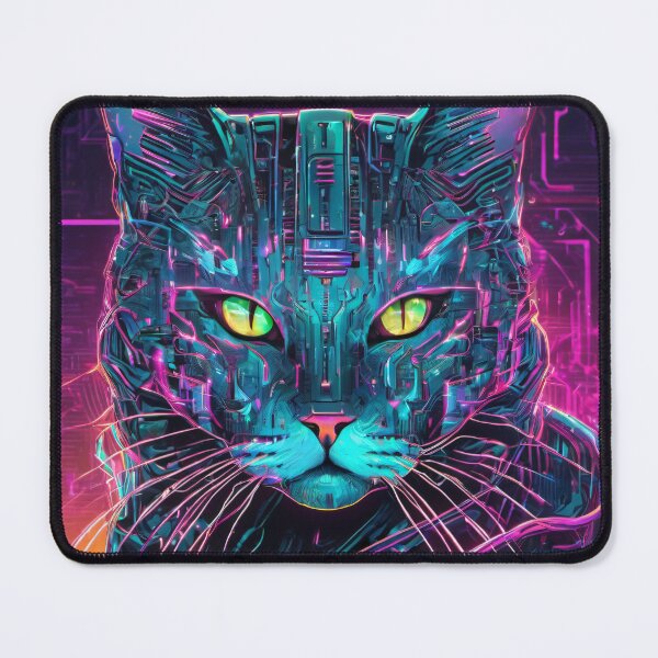 Item preview, Cybernetic Neon Cat - Synthwave Gaze designed and sold by PrismArtStore.