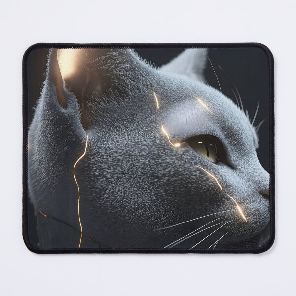 Item preview, Chartreux cat luminous cyber feline sleek silver guardian designed and sold by mildaclairmo.