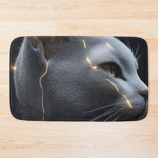 Item preview, Chartreux cat luminous cyber feline sleek silver guardian designed and sold by mildaclairmo.