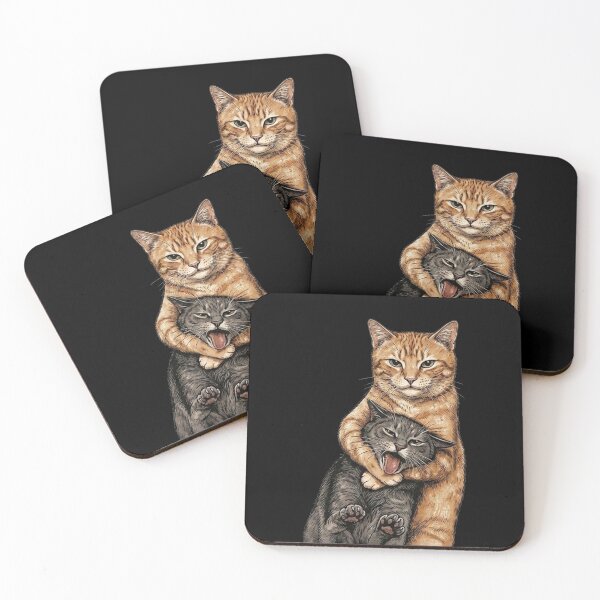 Item preview, Funny Orange Cat Headlock Screaming Grey Cat Vintage Meme Art designed and sold by ahmed2751989.