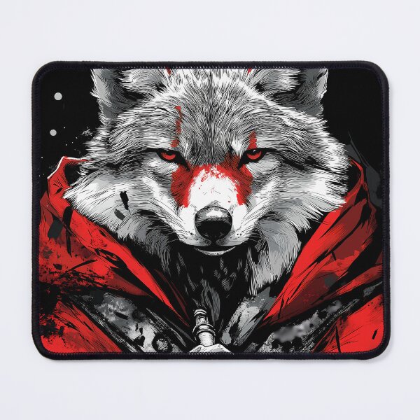 Item preview, Coyote Crimson Warrior Wild Animal Red Cloak Samurai designed and sold by earlobejerk.