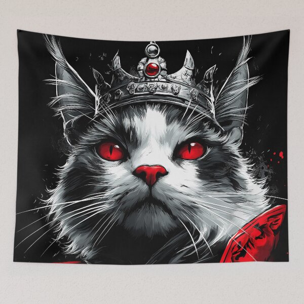 Item preview, Devon Rex Cat Crimson Warrior Crowned Gothic Monarch designed and sold by earlobejerk.