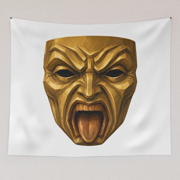 Item preview, Golden Rage Theater Mask Art designed and sold by bellaever.