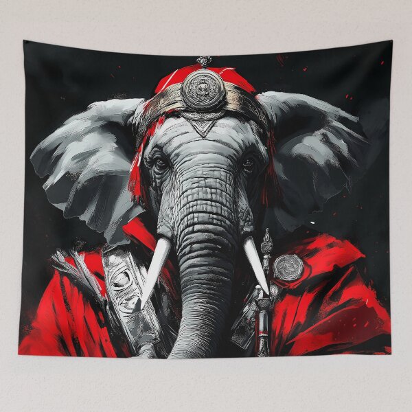 Item preview, Elephant Crimson Warrior Tusked Royal Animal Commander designed and sold by earlobejerk.