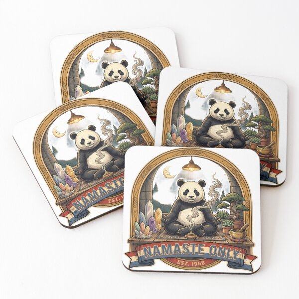 Item preview, Namaste Only - Zen Panda Meditation & Vintage Yoga Badge Art designed and sold by SupernovaNote.