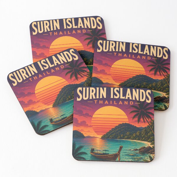 Item preview, Surin Islands Thailand Retro Sunset Travel Poster  designed and sold by Spirit of Siam.